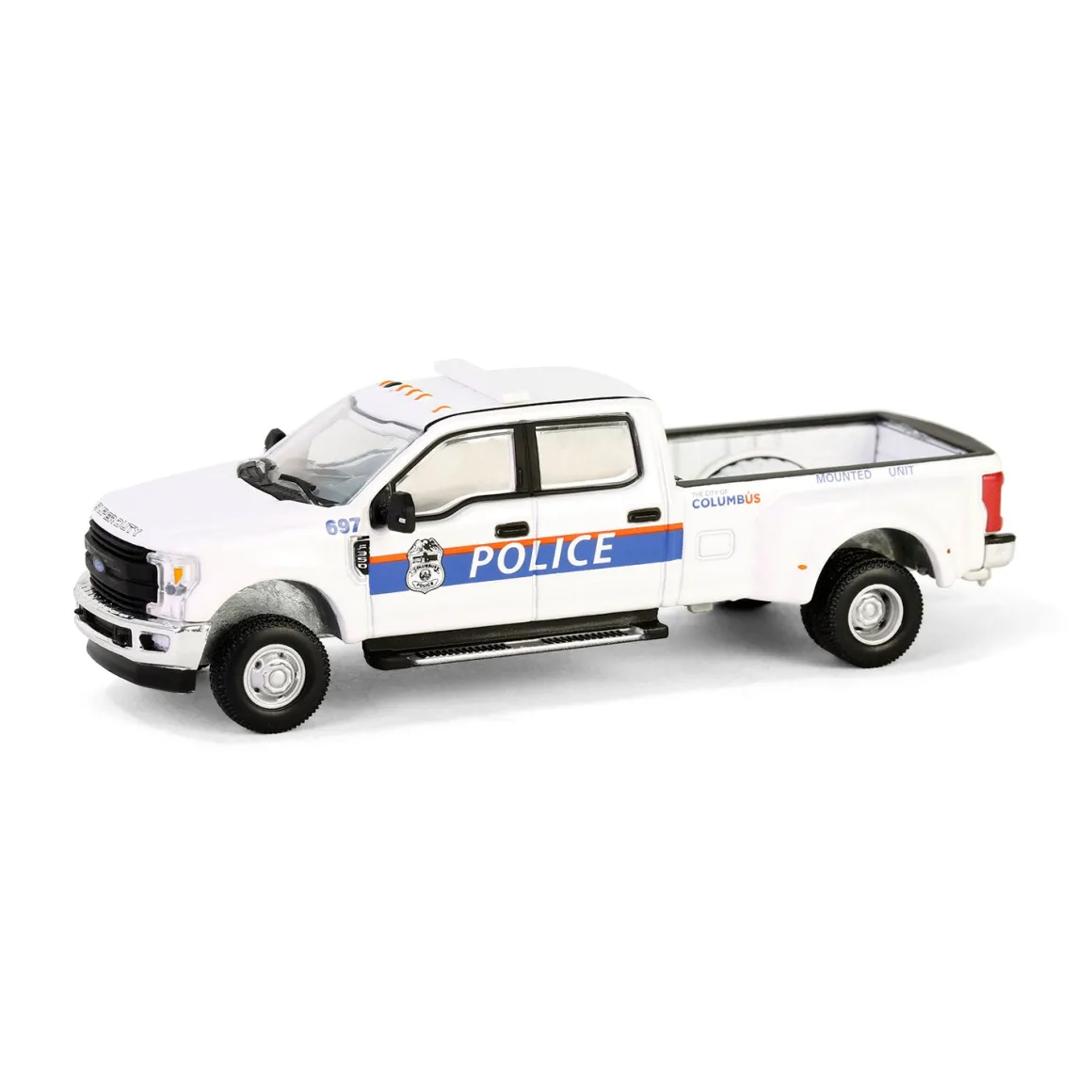 1/64 2019 Ford F-350 XL Dually, Columbus Division of Police Mounted Unit, Dually Drivers Series 15