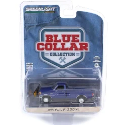 1/64 1991 Ford F-250 XL 4x4 with Snow Plow, Blue Collar Series 13