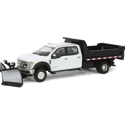 1/64 2020 Ford F-450 XLT Super Duty Dually with V-Plow & Dump Bed, Oxford White, Town & Country Exclusive
