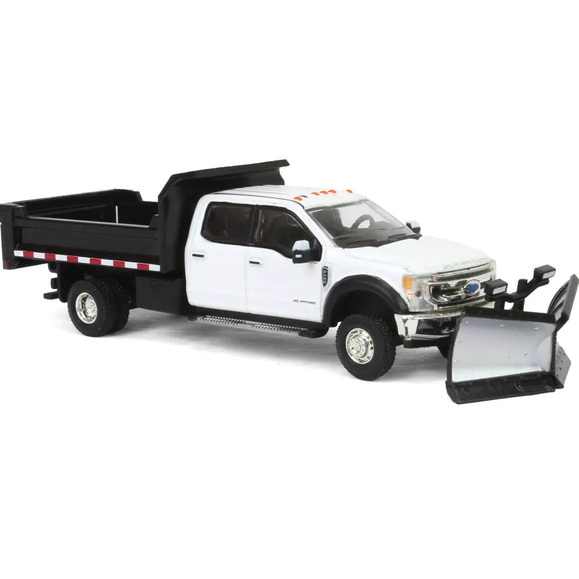 1/64 2020 Ford F-450 XLT Super Duty Dually with V-Plow & Dump Bed, Oxford White, Town & Country Exclusive