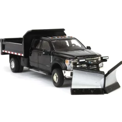 1/64 2020 Ford F-450 XLT Super Duty Dually with V-Plow & Dump Bed, Agate Black, Town & Country Exclusive