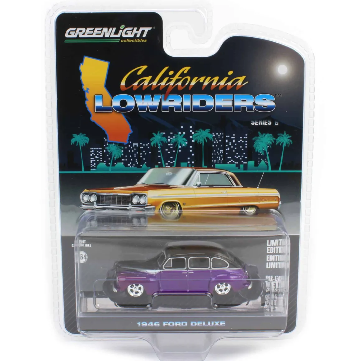 1/64 1946 Ford Fordor Super Deluxe, Dark Purple Metallic & Black Two-Tone, California Lowriders Series 6