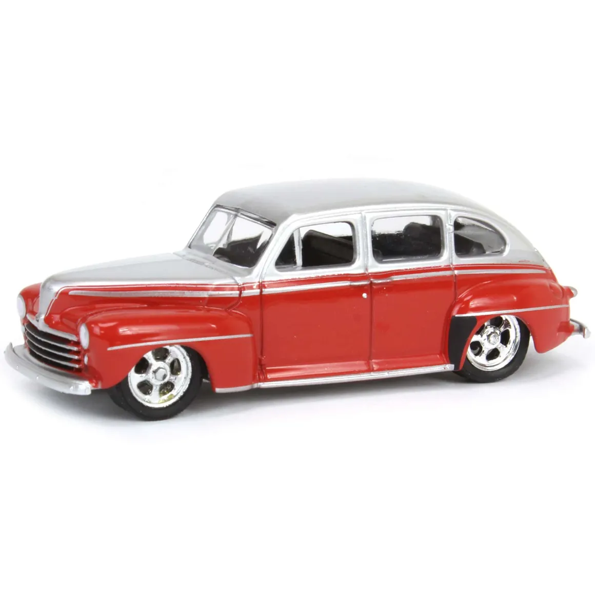 1/64 1947 Ford Fordor Super Deluxe, Silver Metallic & Red Two-Tone, California Lowriders Series 4