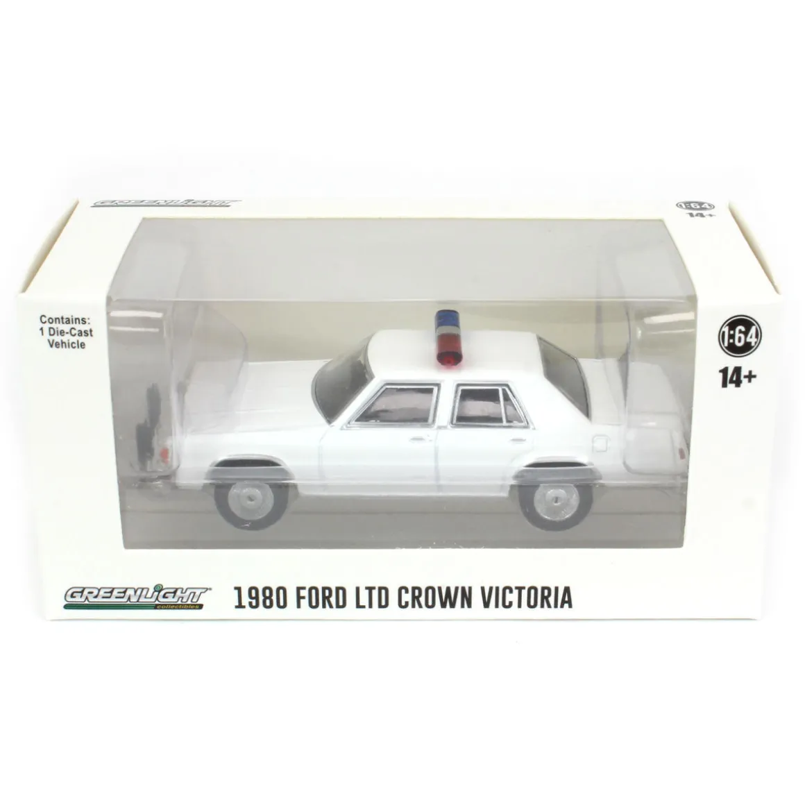 1/64 1980-91 Ford LTD Crown Victoria, Blank White with Light Bar & Grill Guard, Hot Pursuit