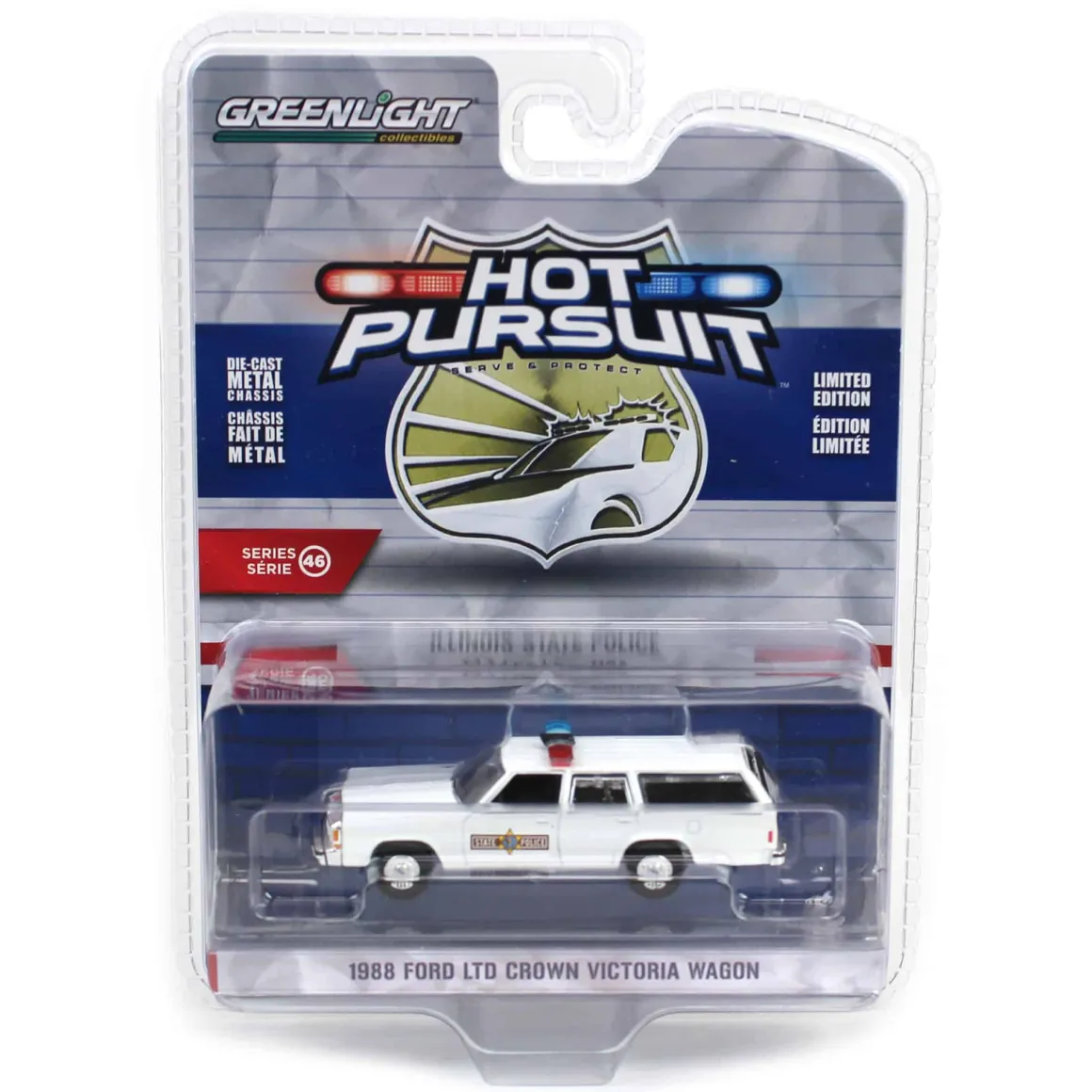 1/64 1988 Ford LTD Crown Victoria Wagon, Illinois State Police, Hot Pursuit Series 46