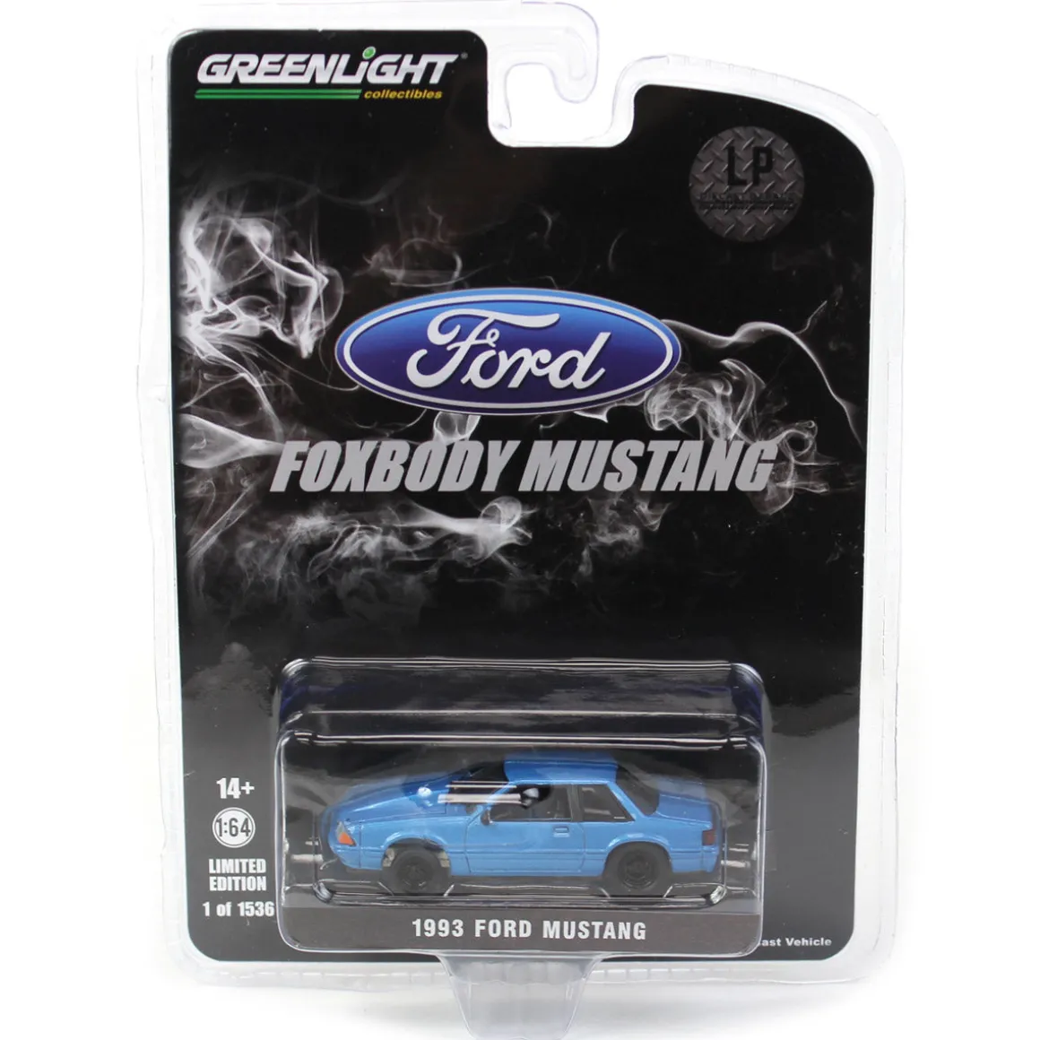 1/64 1993 Ford Mustang Blue Drag Car, LP Diecast Exclusive