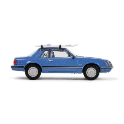 1/64 1981 Ford Mustang Ghia Coupe with Ski Roof Rack, Medium Blue Glow, Hobby Exclusive