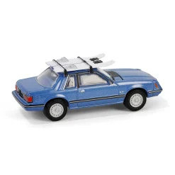 1/64 1981 Ford Mustang Ghia Coupe with Ski Roof Rack, Medium Blue Glow, Hobby Exclusive