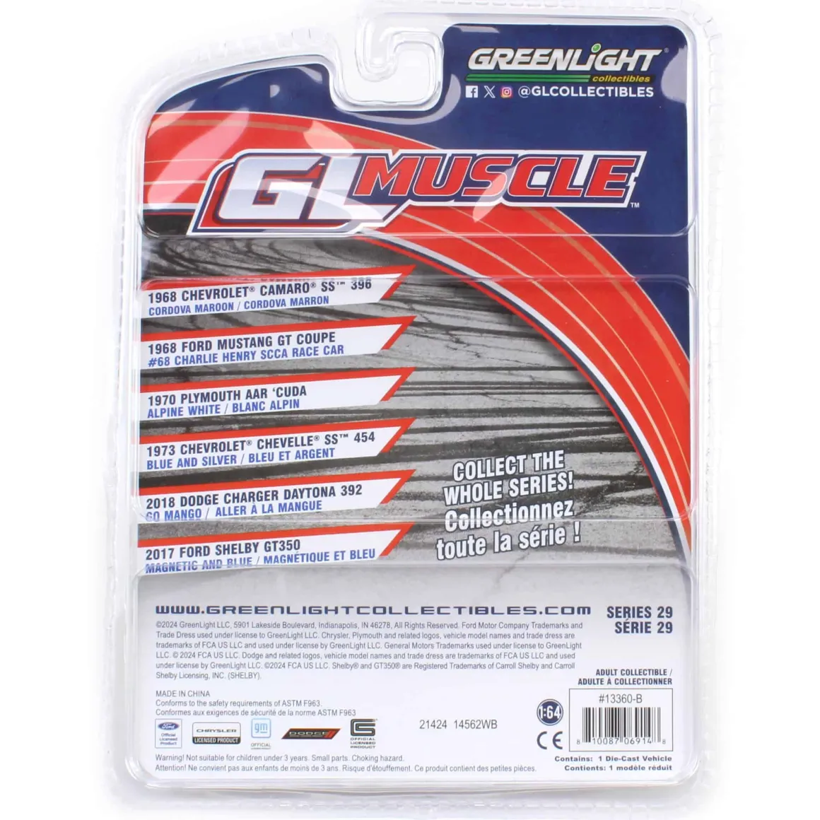 1/64 1968 Ford Mustang GT Coupe, #68 Charlie Henry Race Car, GreenLight Muscle Series 29