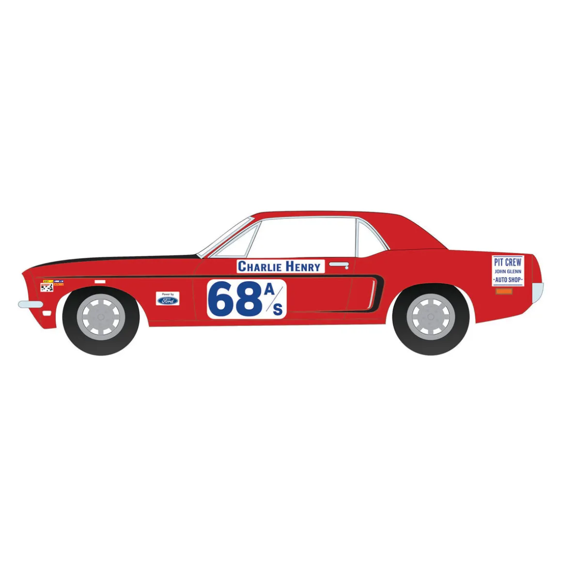 1/64 1968 Ford Mustang GT Coupe, #68 Charlie Henry Race Car, GreenLight Muscle Series 29