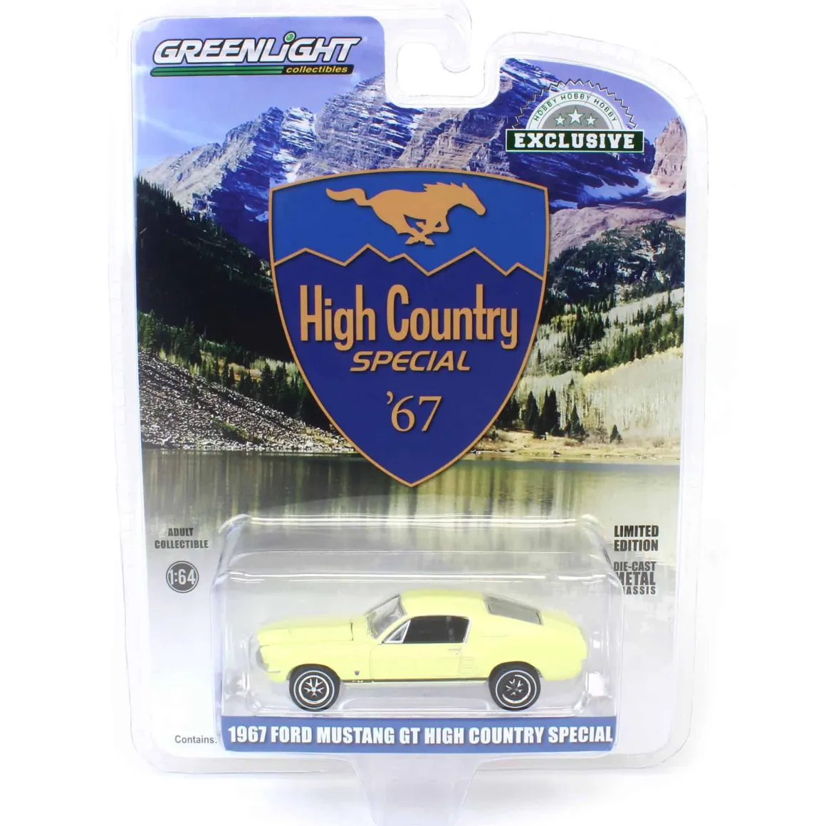 1/64 1967 Ford Mustang GT Fastback High Country Special, Aspen Gold, Hobby Exclusive