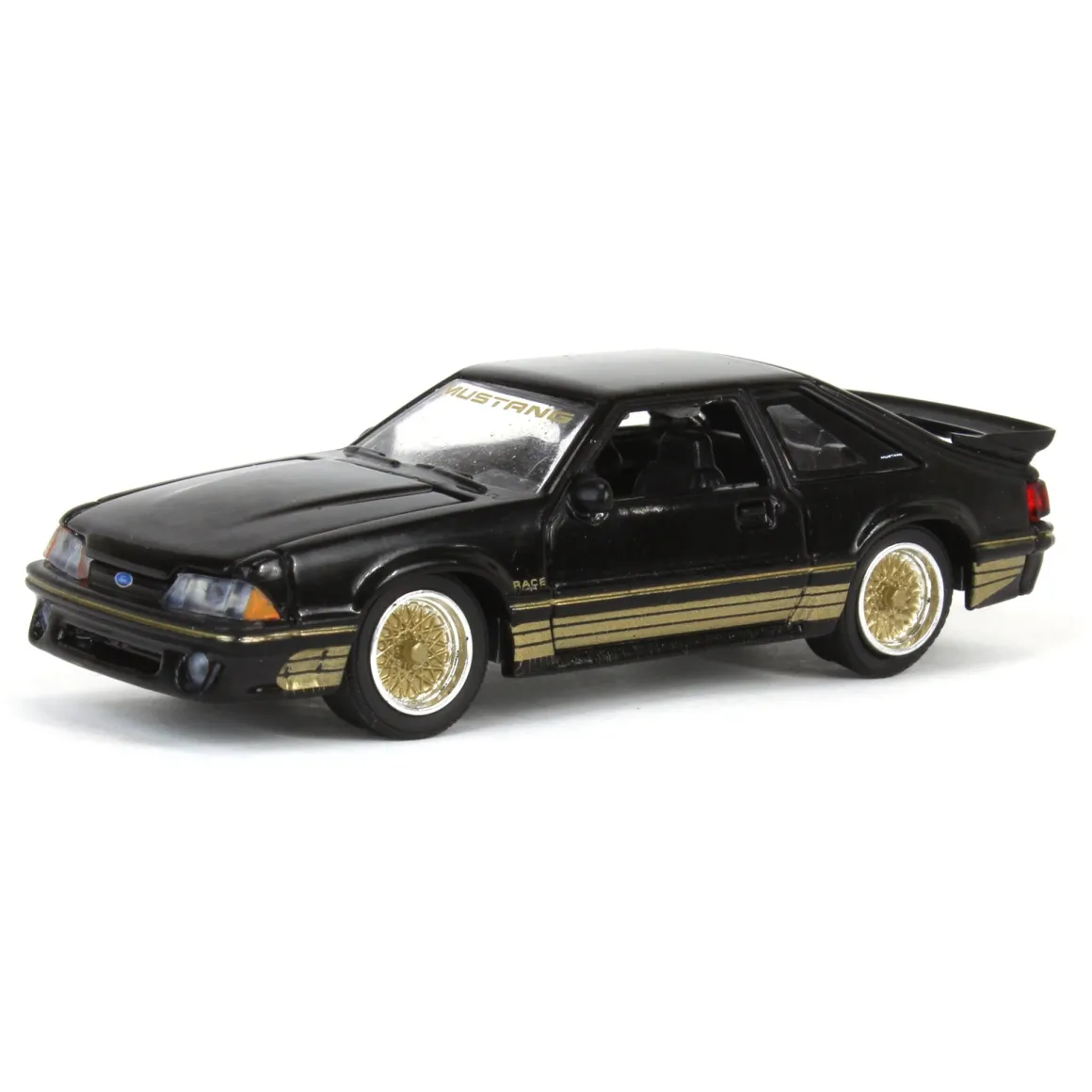 1/64 1988 Ford Mustang SLN with Gold Decals & Rims, Black, LP Diecast Garage Exclusive