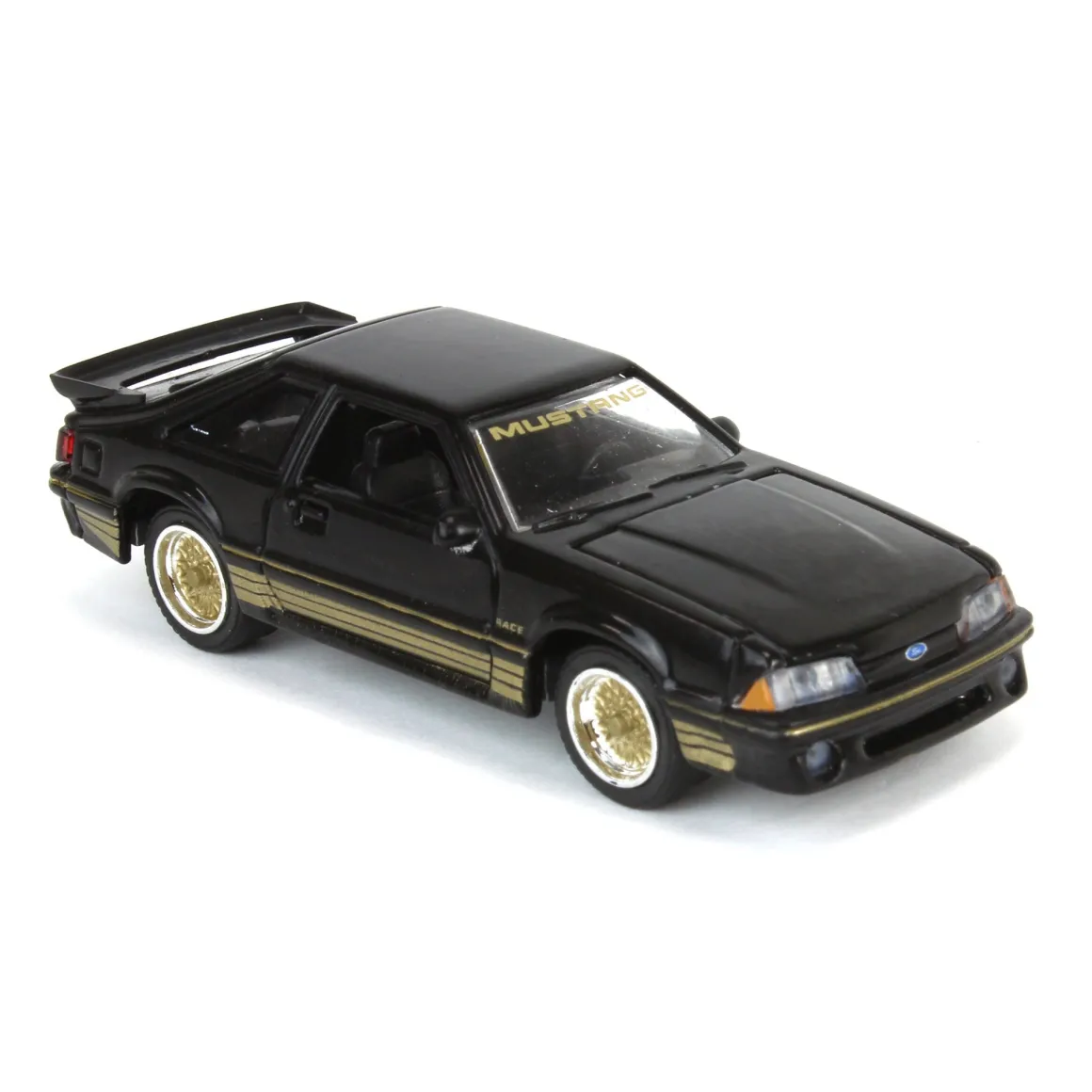 1/64 1988 Ford Mustang SLN with Gold Decals & Rims, Black, LP Diecast Garage Exclusive