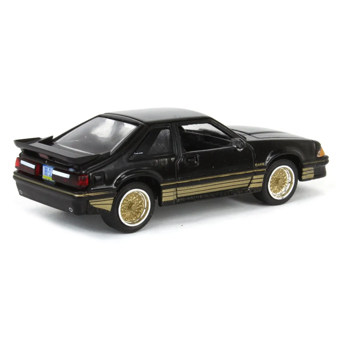 1/64 1988 Ford Mustang SLN with Gold Decals & Rims, Black, LP Diecast Garage Exclusive