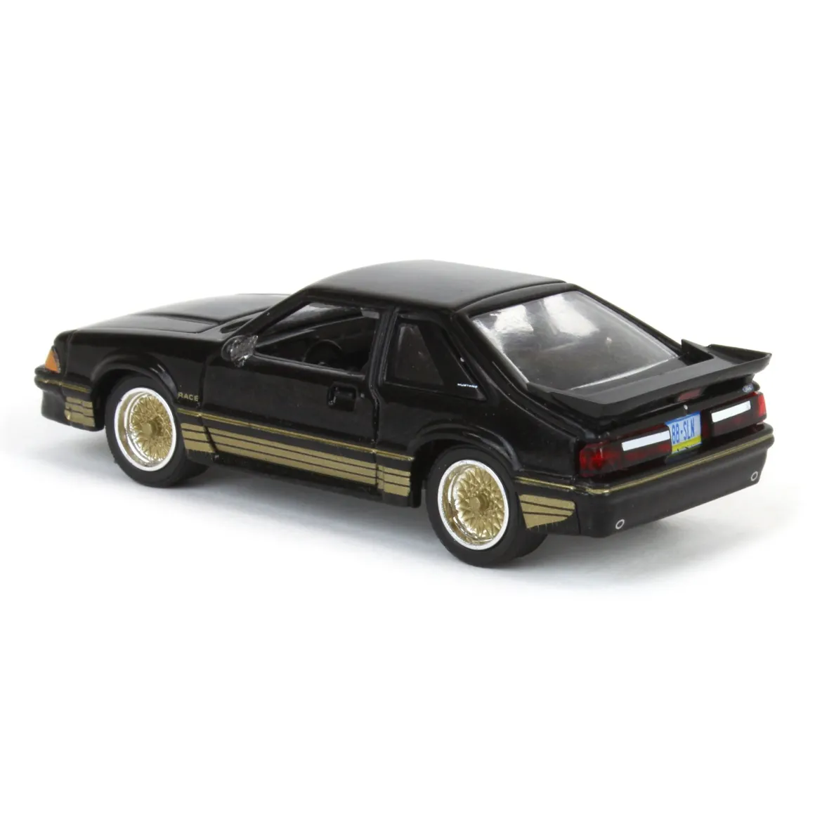 1/64 1988 Ford Mustang SLN with Gold Decals & Rims, Black, LP Diecast Garage Exclusive