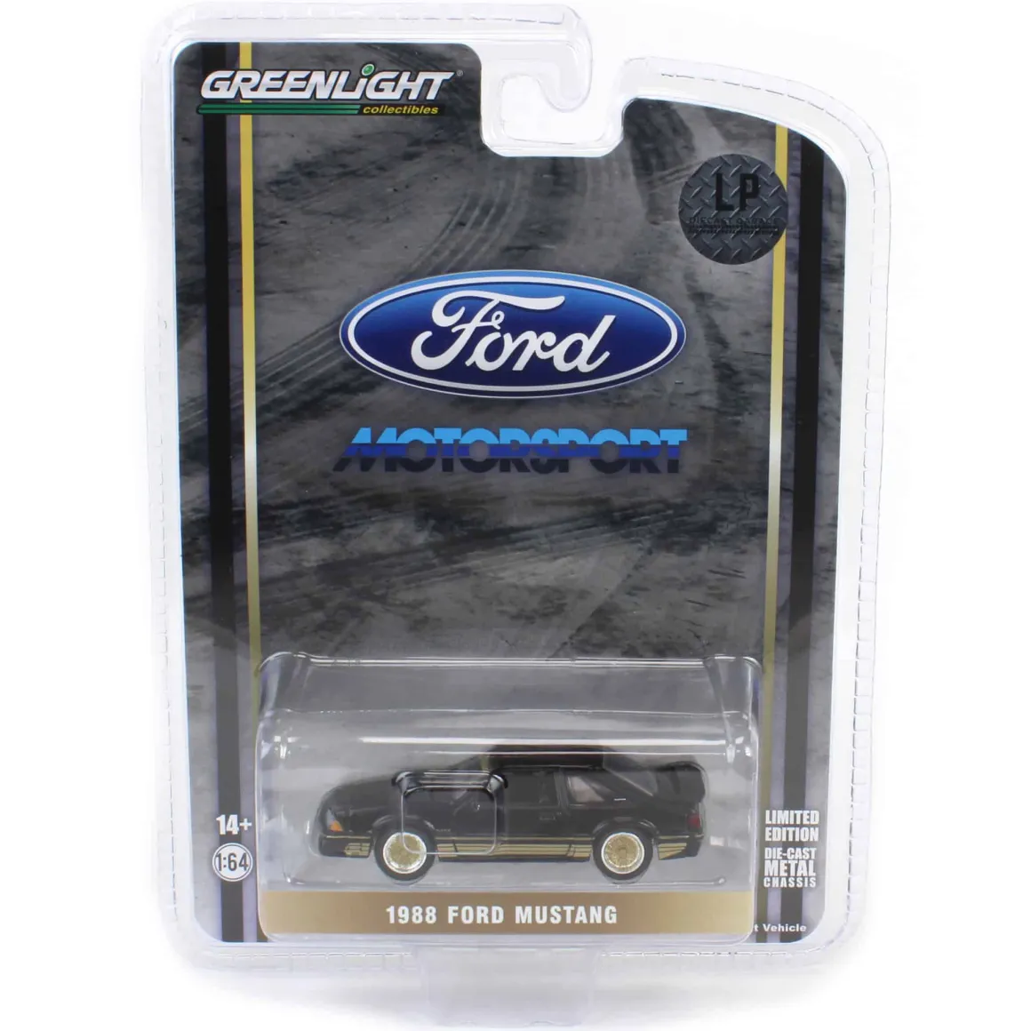 1/64 1988 Ford Mustang SLN with Gold Decals & Rims, Black, LP Diecast Garage Exclusive