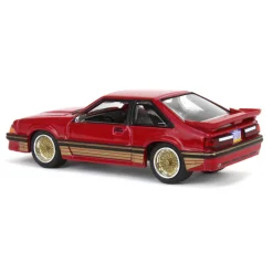 1/64 1988 Ford Mustang SLN with Gold Decals & Rims, Scarlet Red, LP Diecast Garage Exclusive