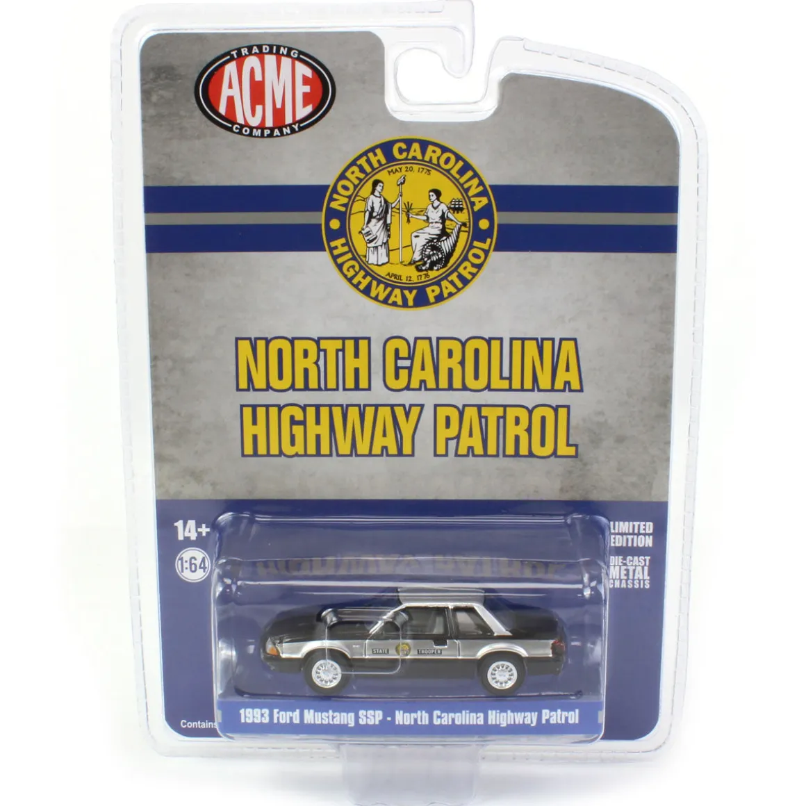 1/64 1993 Ford Mustang SSP, North Carolina Highway Patrol, ACME Exclusive