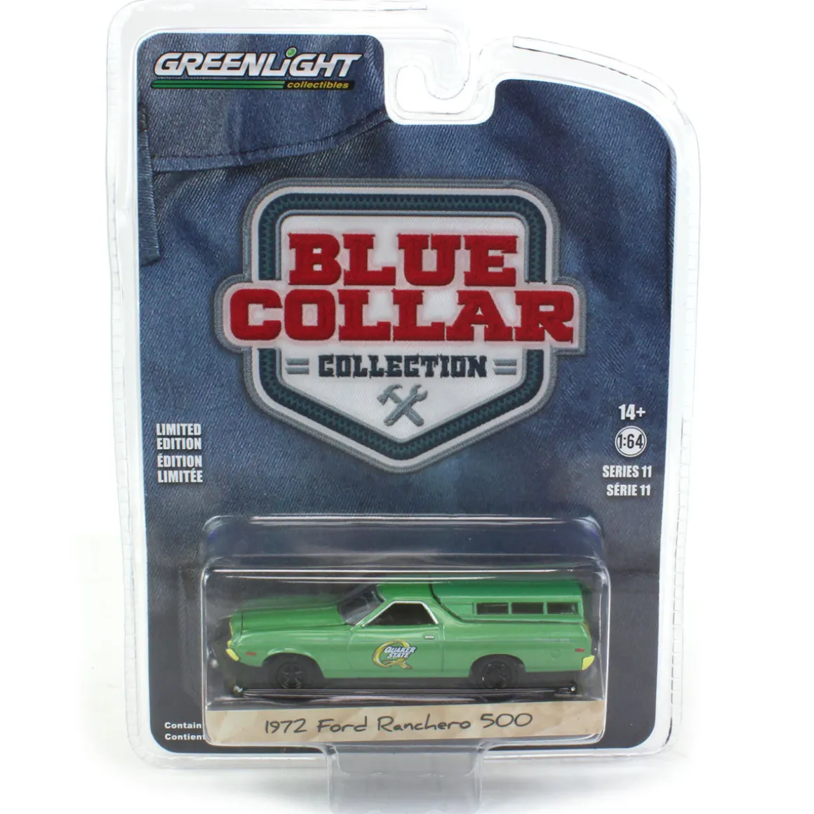 1/64 1972 Ford Ranchero 500 with Camper Shell, Blue Collar Series 11