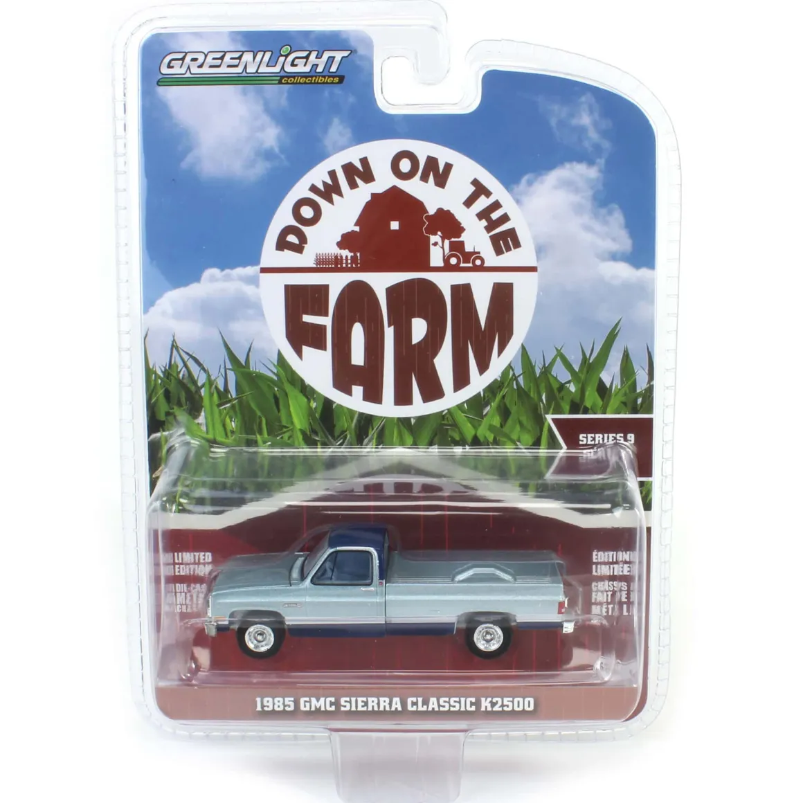 1/64 1985 GMC Sierra Classic K2500, Silver & Midnight Blue, Down on the Farm Series 9