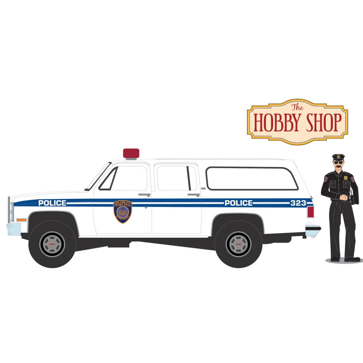1/64 1985 GMC Suburban 2500, NYC Transit Police Department with Officer, Hobby Shop Series 16
