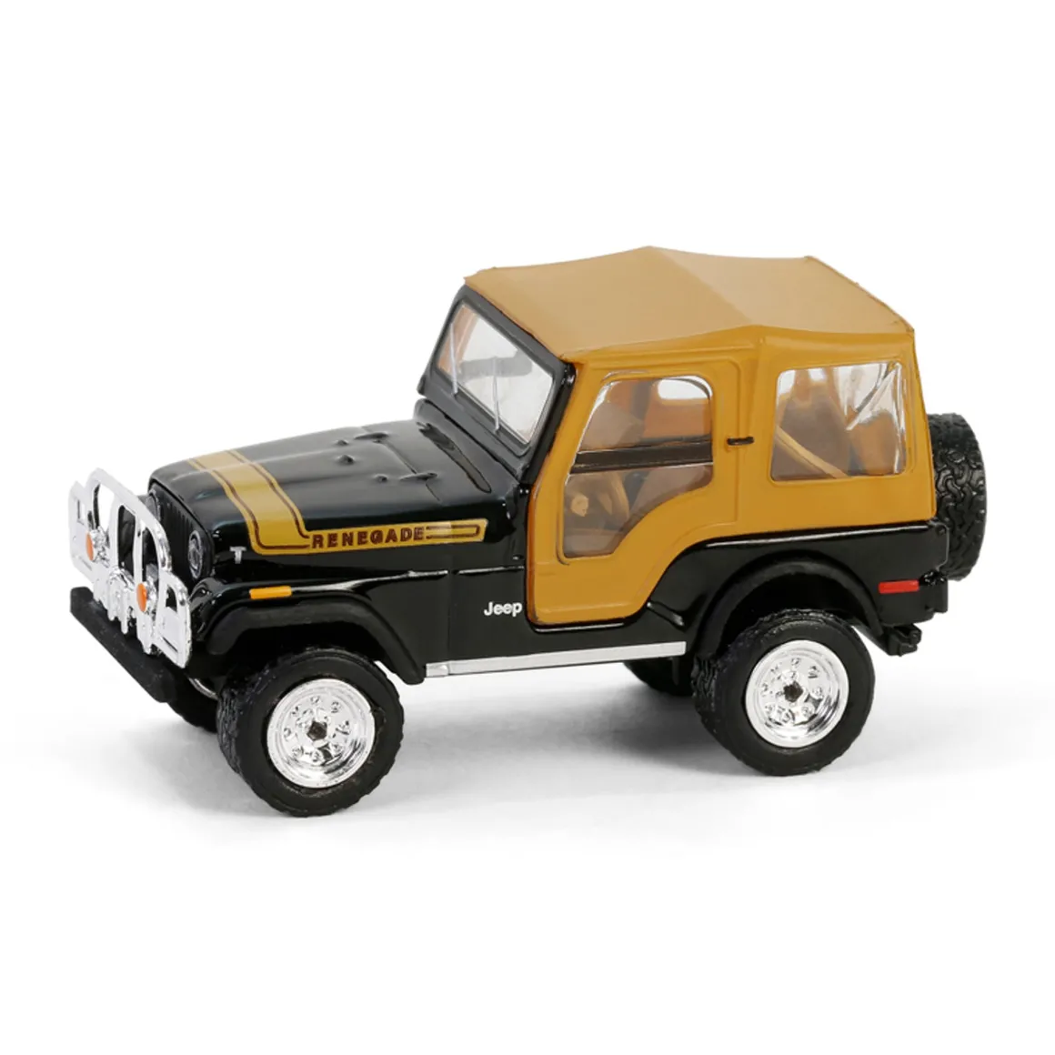 1/64 1976 Jeep CJ-5 Renegade Lifted with Off-Road Bumper, Black, All-Terrain Series 16