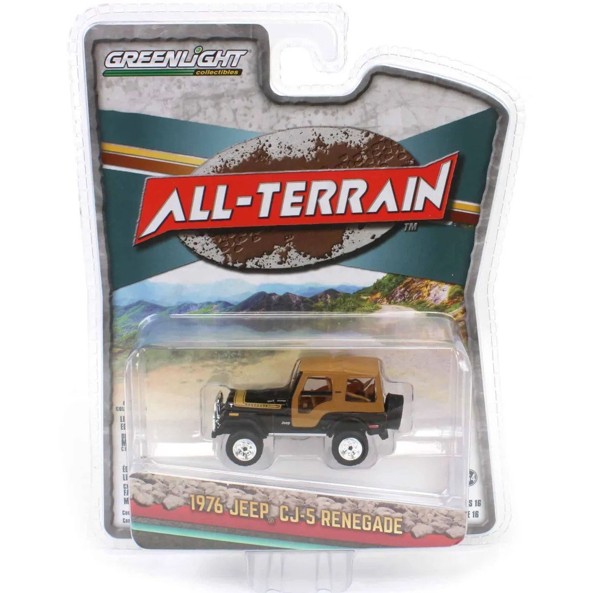 1/64 1976 Jeep CJ-5 Renegade Lifted with Off-Road Bumper, Black, All-Terrain Series 16