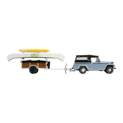 1/64 1968 Jeep Jeepster Commando SC-1 with Canoe Trailer, Gray, Hitch & Tow Series 32