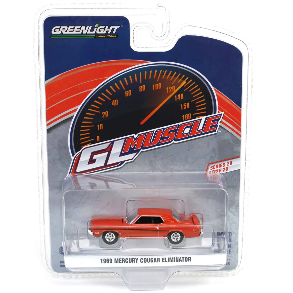 1/64 1969 Mercury Cougar Eliminator, Competition Orange, GreenLight Muscle Series 28