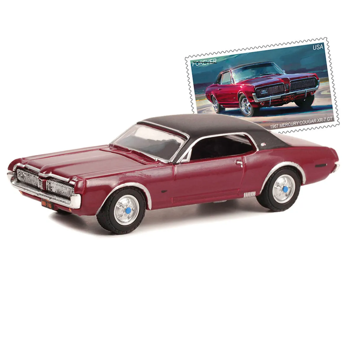 1/64 1967 Mercury Cougar XR-7 GT, USPS 2022 Pony Car Stamp Collection by Tom Fritz, Hobby Exclusive