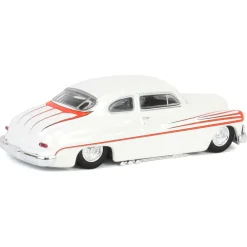 1/64 1950 Mercury Eight Coupe, Matte White with Metallic Orange Scallops, California Lowriders Series 6