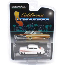 1/64 1950 Mercury Eight Coupe, Matte White with Metallic Orange Scallops, California Lowriders Series 6