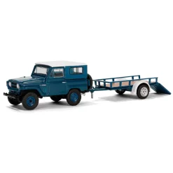1/64 1961 Nissan Patrol Hard Top with Utility Trailer, Blue & White, Hitch & Tow Series 31