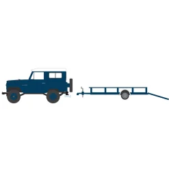 1/64 1961 Nissan Patrol Hard Top with Utility Trailer, Blue & White, Hitch & Tow Series 31