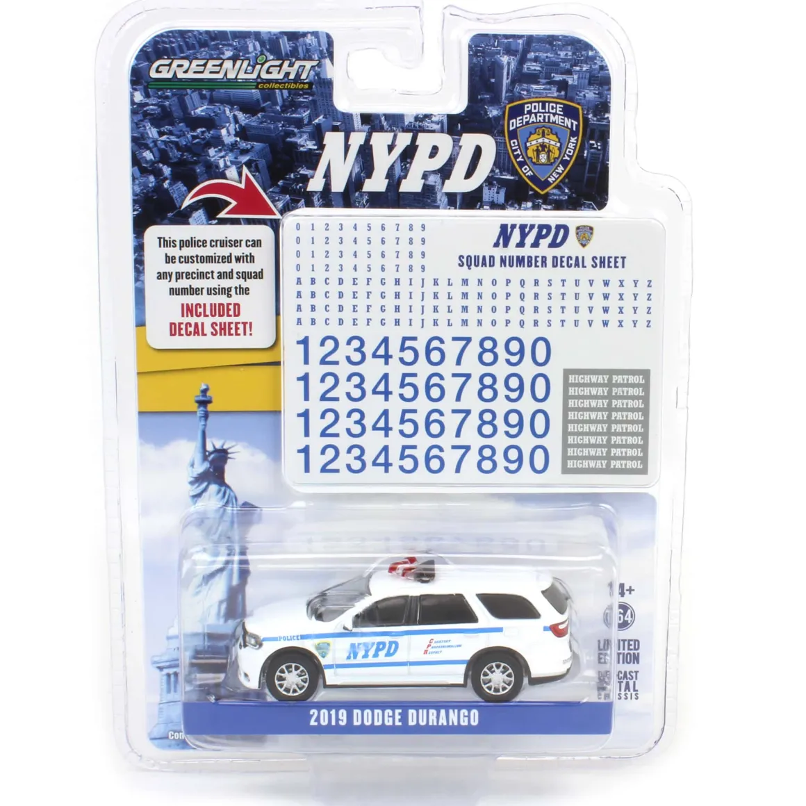 1/64 2019 NYPD Dodge Durango with Squad Number Decal Sheet, Hobby Exclusive