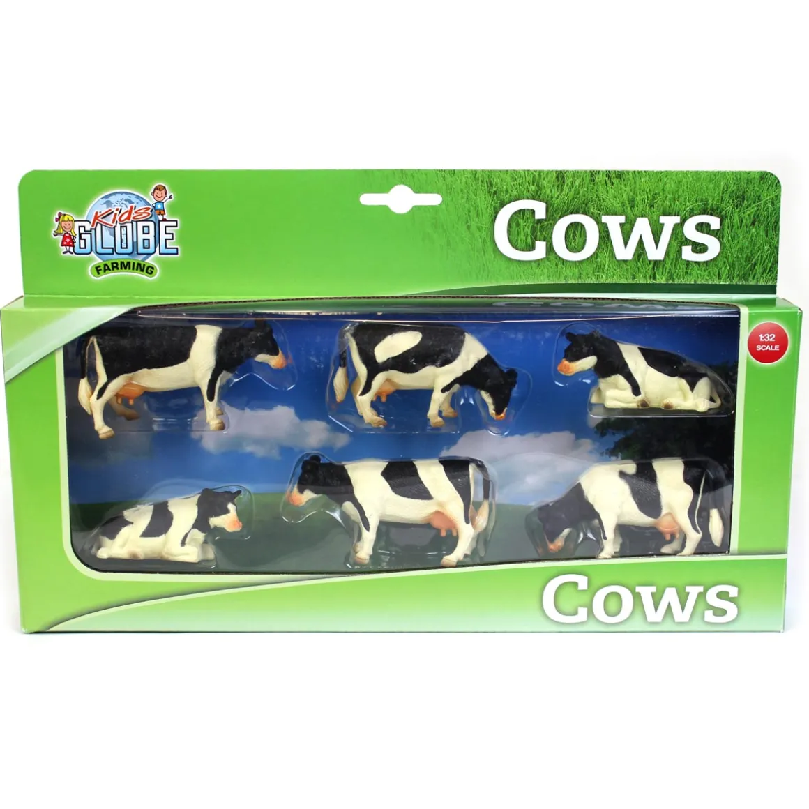 1/32 6 Piece Black and White Cow Set
