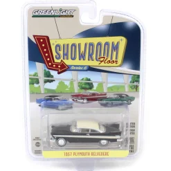 1/64 1957 Plymouth Belvedere, Jet Black & Sand Dune White, Showroom Floor Series 6
