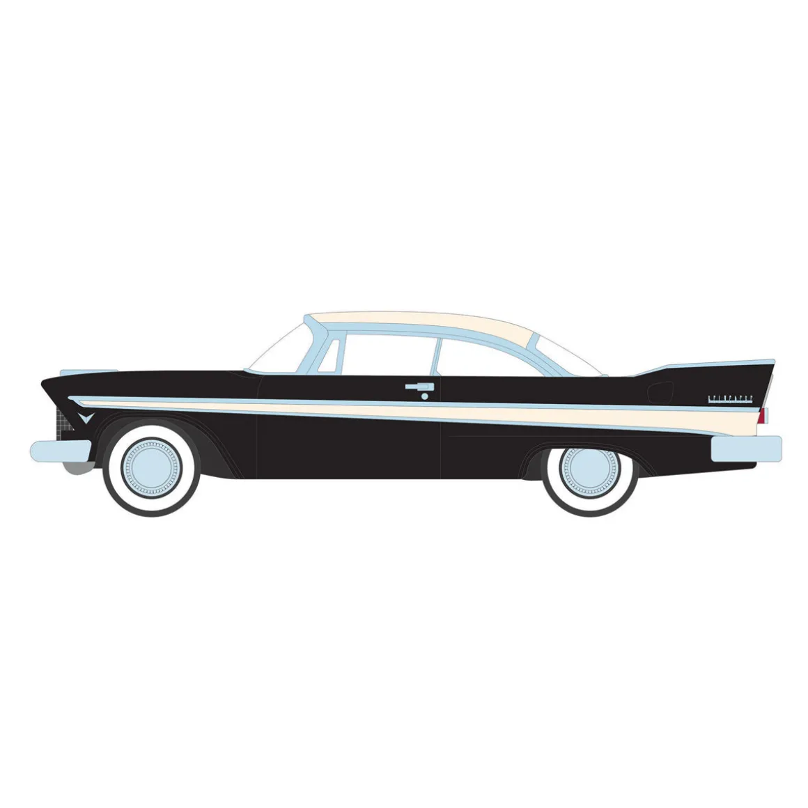 1/64 1957 Plymouth Belvedere, Jet Black & Sand Dune White, Showroom Floor Series 6