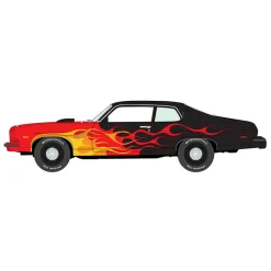 1/64 1974 Pontiac GTO, Black with Red Orange & Yellow Flames, Johnny Lightning