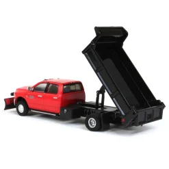 1/64 2018 Ram 3500 Dually, Red with Black Dump Bed & Plow, Outback Toys Exclusive