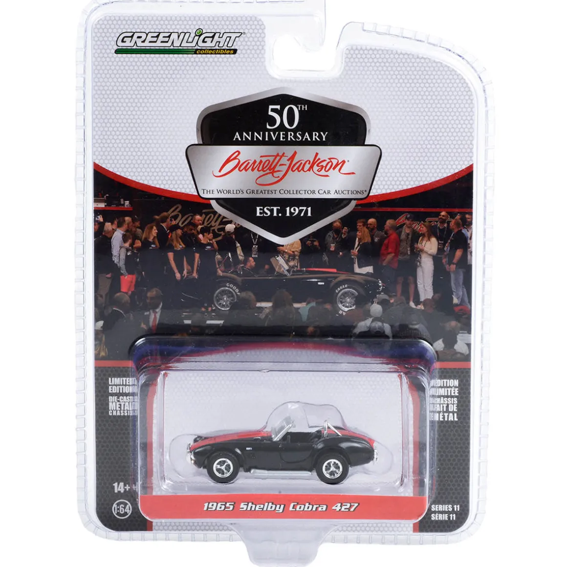 1/64 1965 Shelby Cobra 427, Black with Red Stripes, Barrett Jackson Scottsdale Series 11