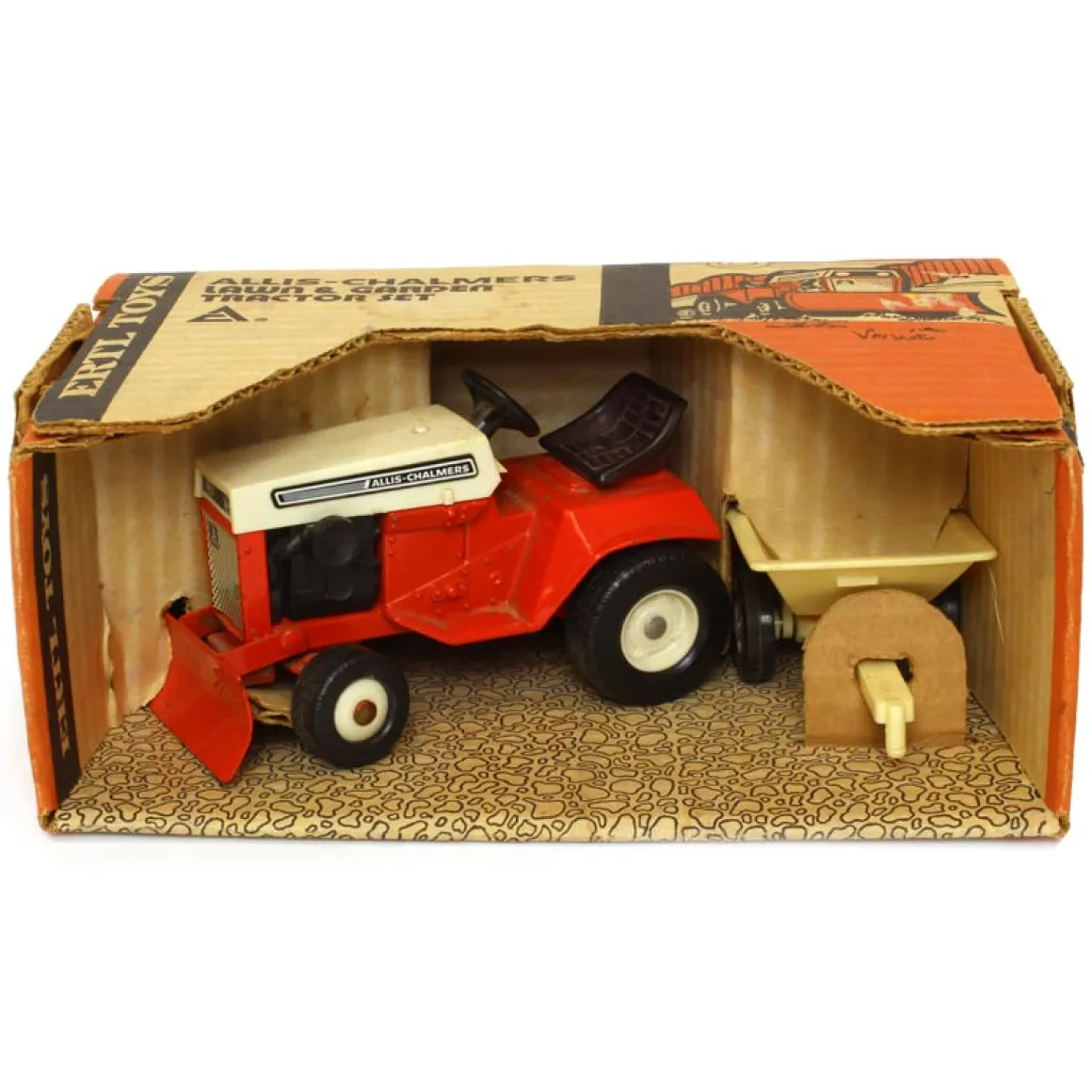 1/16 Allis Chalmers 312-H Lawn Tractor with Blade and Cart, Made in the USA by ERTL