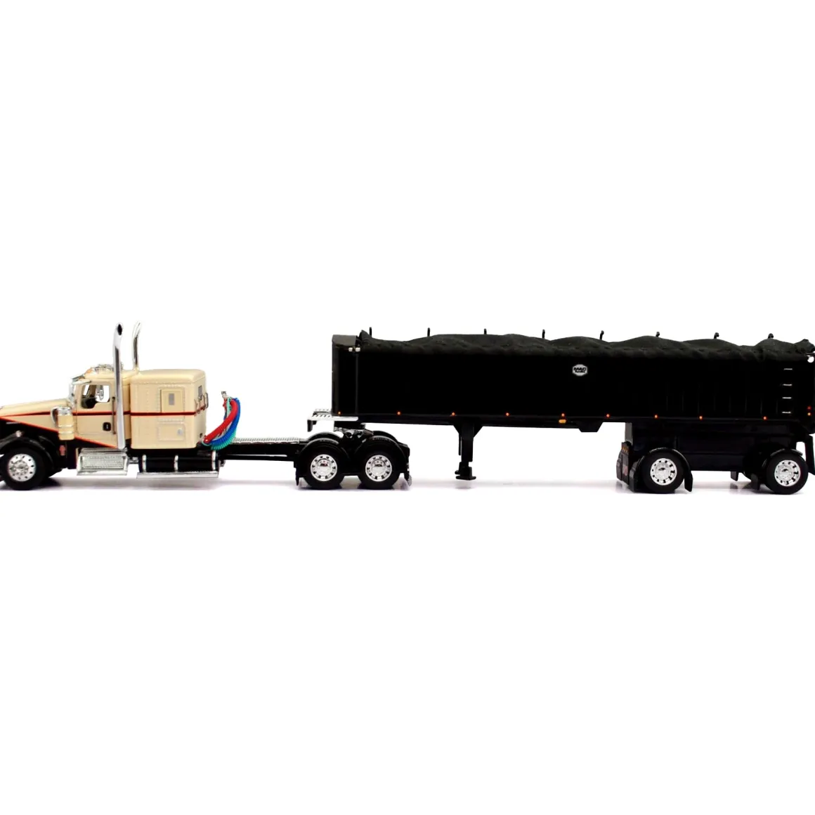 1/64 Beige/Black Kenworth W900 with MAC Coal Dump Trailer, DCP by First Gear