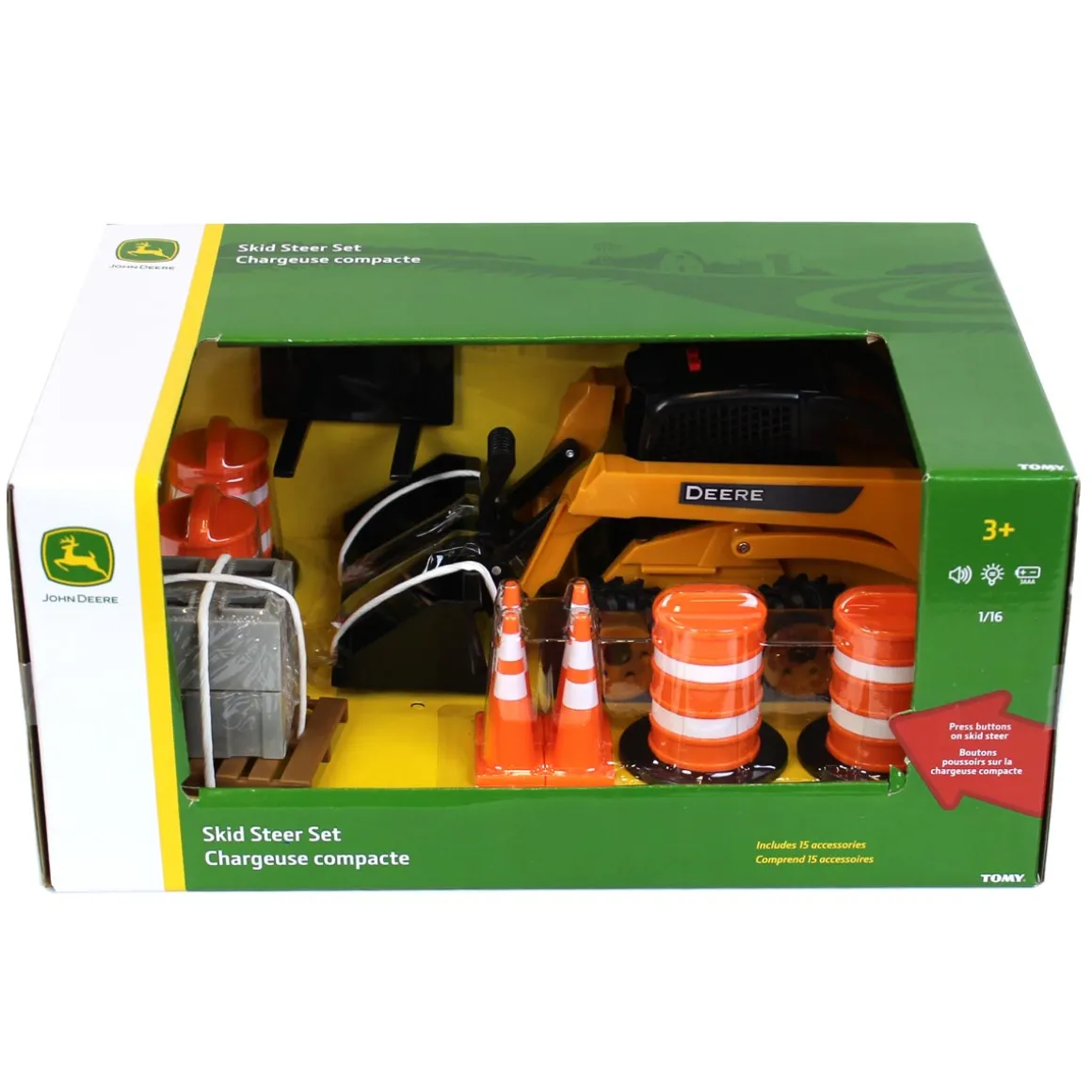 1/16 Big Farm John Deere Skid Steer Set with Accessories