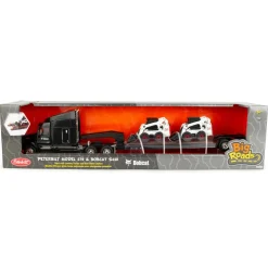 1/32 Big Roads Peterbilt 579 w/ Lowboy & 2 Die-cast Bobcat S450 Skid Loaders