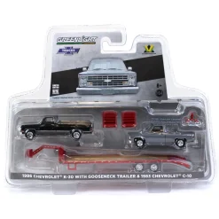1/64 Black 1986 Chevy K-30 Longbed with Gooseneck & Project Truck, Greenlight Exclusive