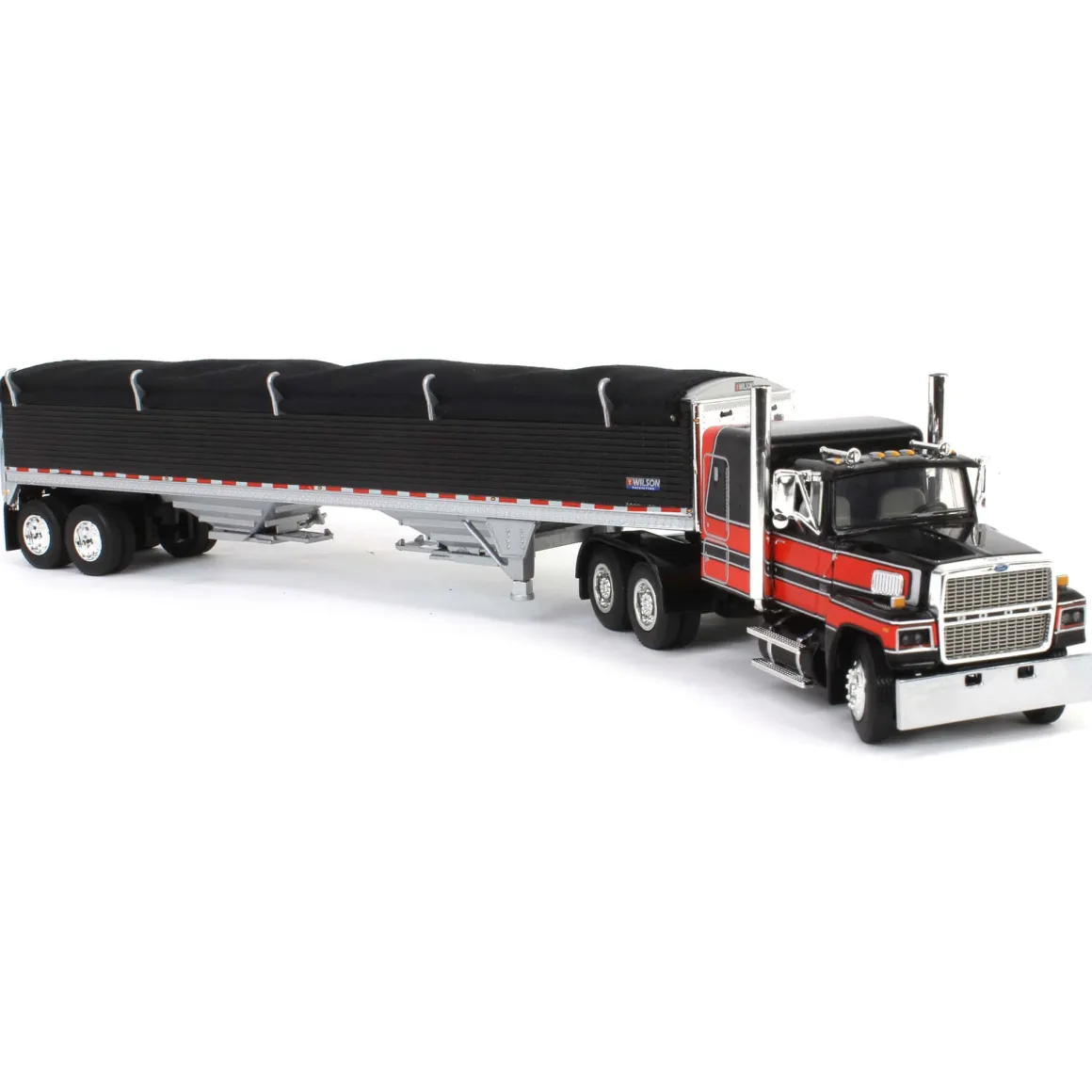 1/64 Black & Red Ford LTL 9000 with Wilson Grain Trailer, DCP by First Gear