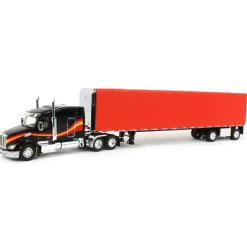 1/64 Black & Red Peterbilt 579 Sleeper w/ 53' Utility Roll Tarp Trailer, DCP by First Gear