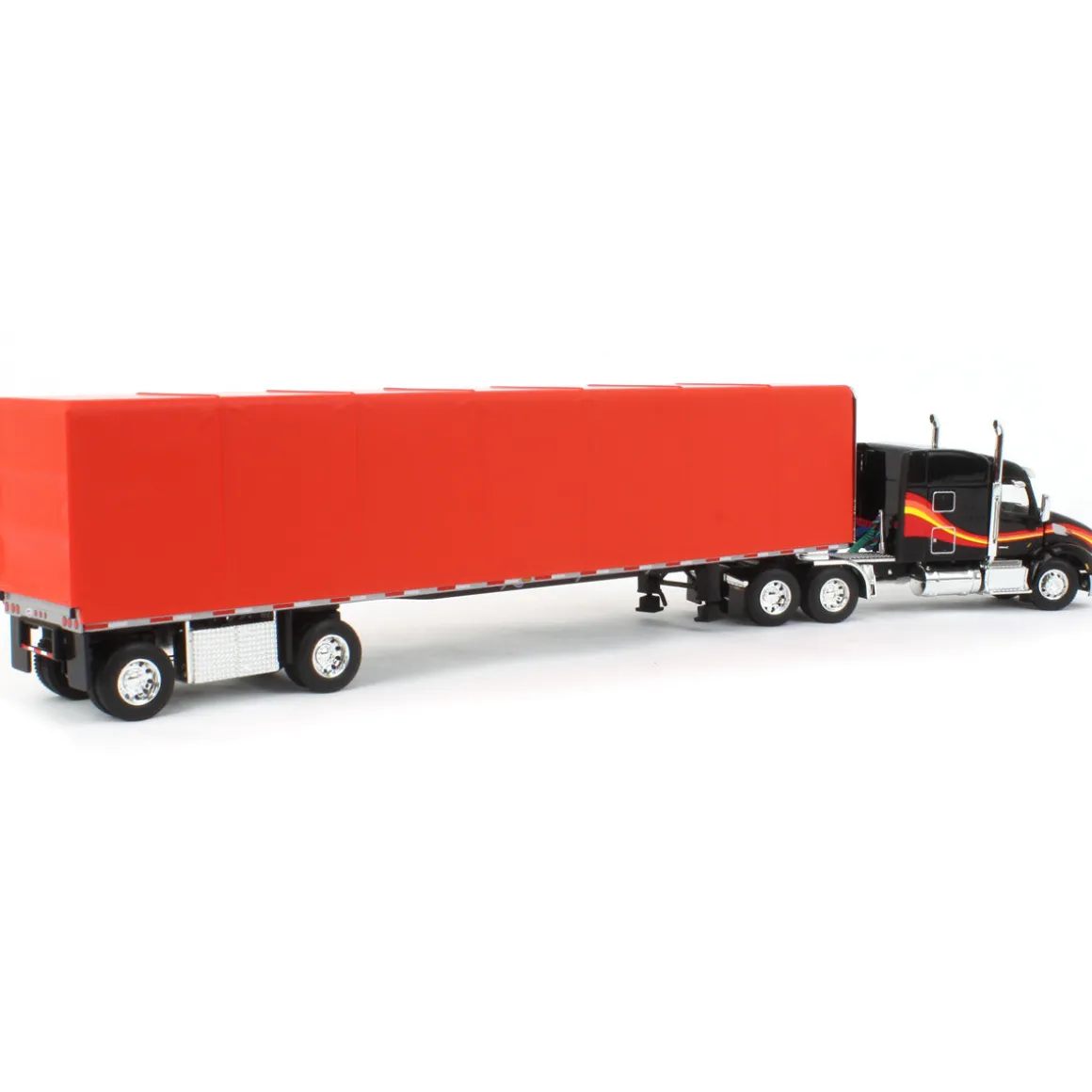 1/64 Black & Red Peterbilt 579 Sleeper w/ 53' Utility Roll Tarp Trailer, DCP by First Gear