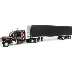 1/64 Black & Red Peterbilt 359 with Utility Roll Tarp Trailer, DCP by First Gear